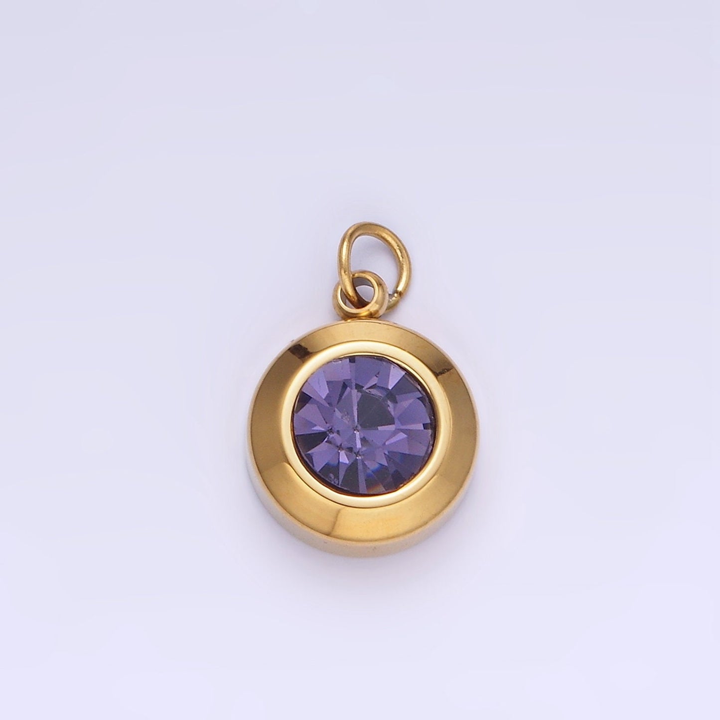 Dainty Cubic AB, Yellow, Blue, Teal, Green, Pink, Red Stainless Steel Oval Cut Geometric Cz Stone Pendant Birthstone Add on Charm p987
