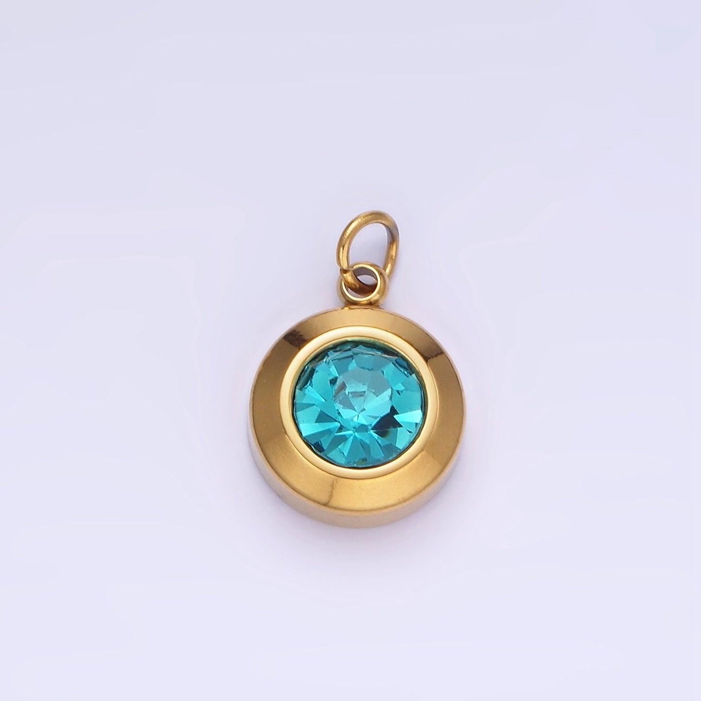 Dainty Cubic AB, Yellow, Blue, Teal, Green, Pink, Red Stainless Steel Oval Cut Geometric Cz Stone Pendant Birthstone Add on Charm p987