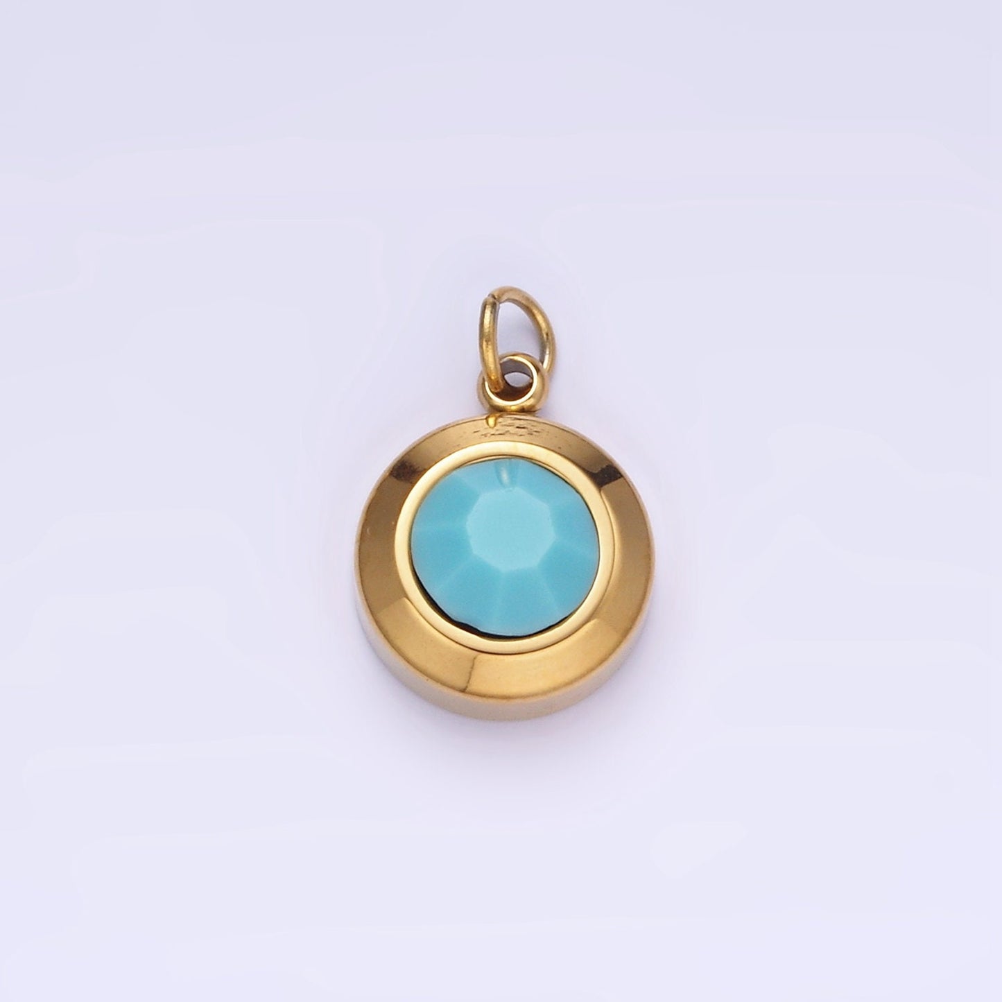 Dainty Cubic AB, Yellow, Blue, Teal, Green, Pink, Red Stainless Steel Oval Cut Geometric Cz Stone Pendant Birthstone Add on Charm p987