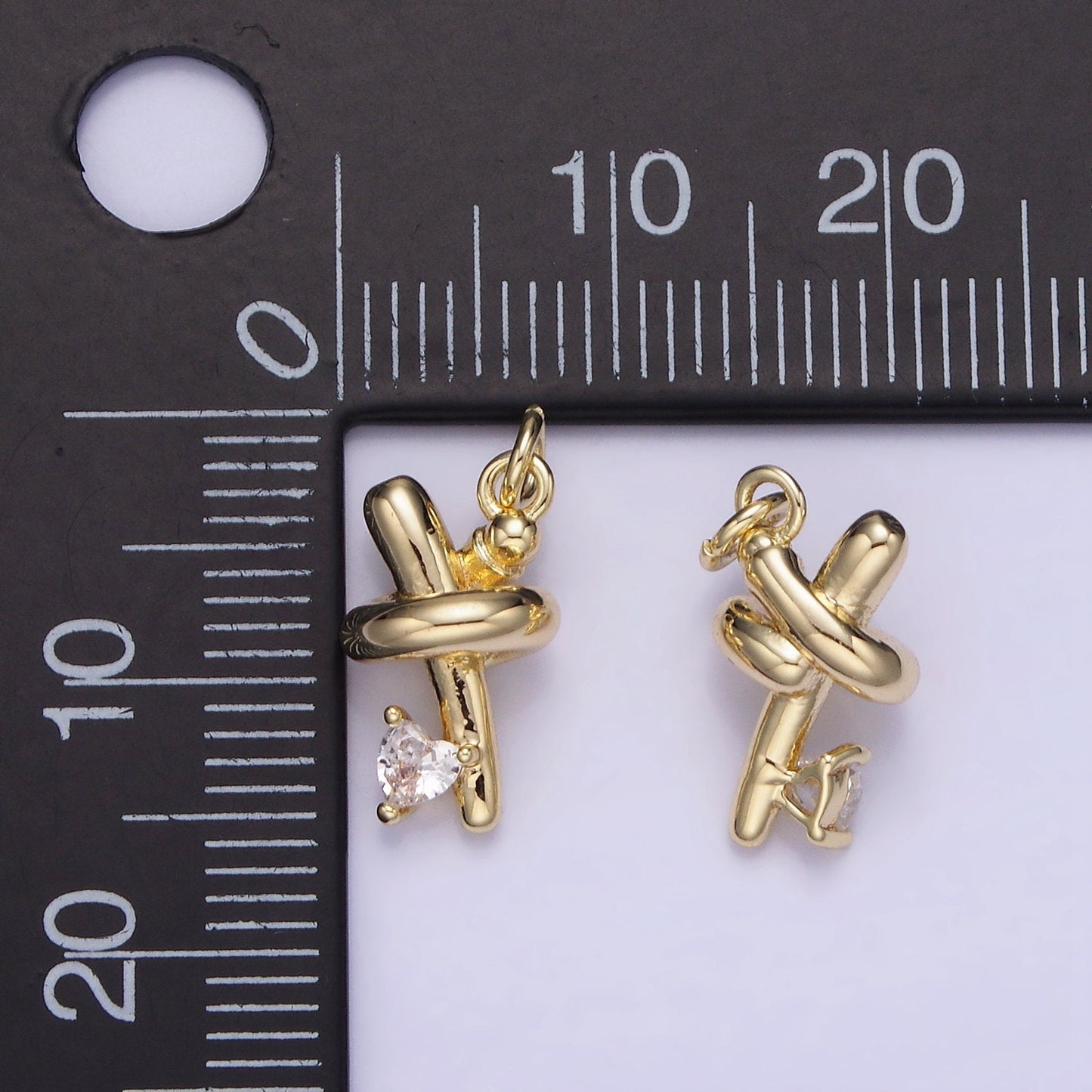 14K Gold Filled Clear Heart CZ Tube Charm | AG714