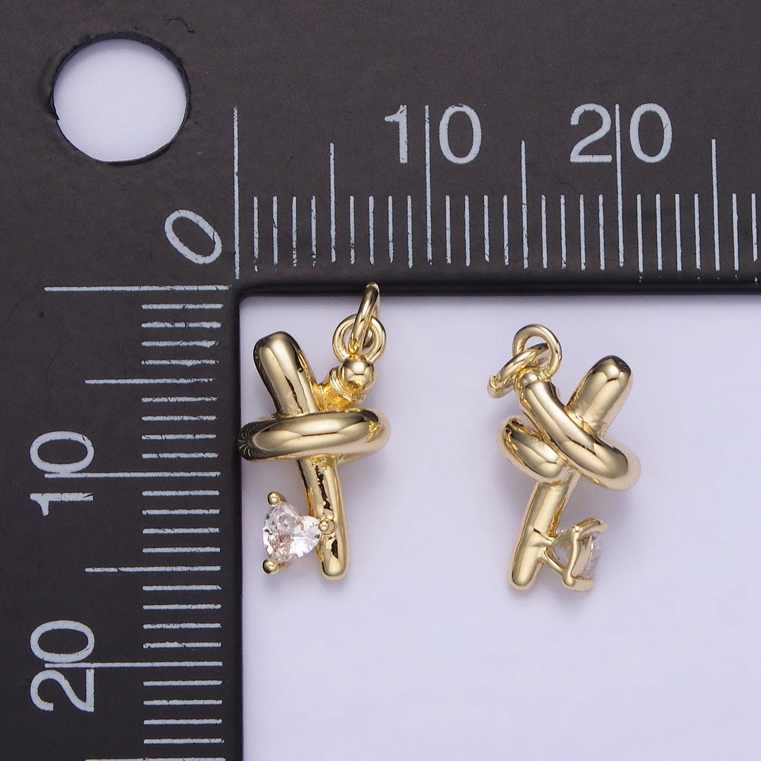 14K Gold Filled Clear Heart CZ Tube Charm | AG714