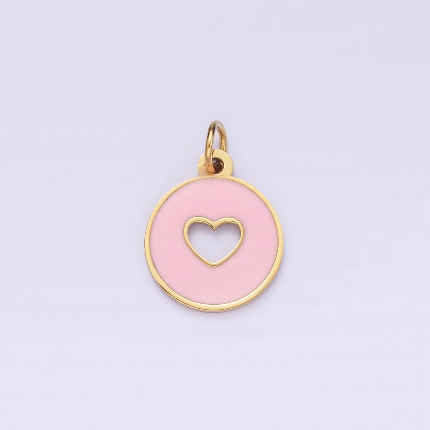 Stainless Steel 14mm Circle with Heart Cut-Out Charm | P-958