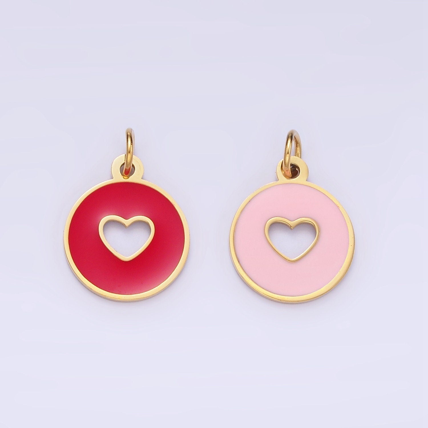Stainless Steel 14mm Circle with Heart Cut-Out Charm | P-958