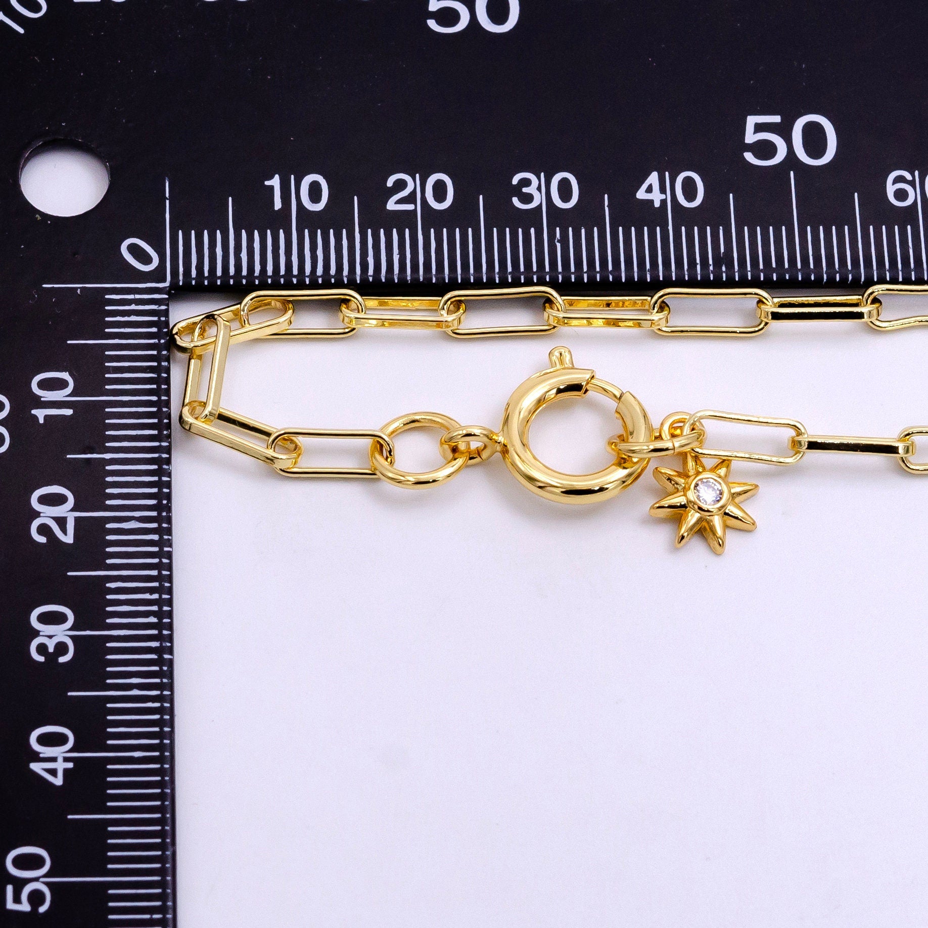 Dainty Gold Oval Paper Clip Chain Necklace Elongated Cable Chain 27.5 inch long Necklace WA2440