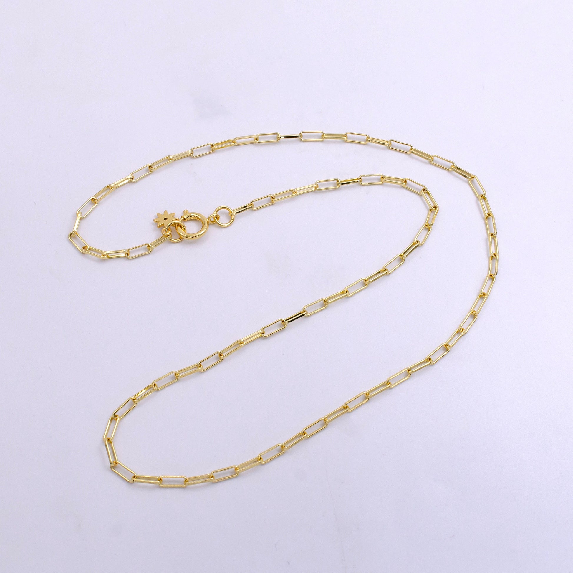 Dainty Gold Oval Paper Clip Chain Necklace Elongated Cable Chain 27.5 inch long Necklace WA2440