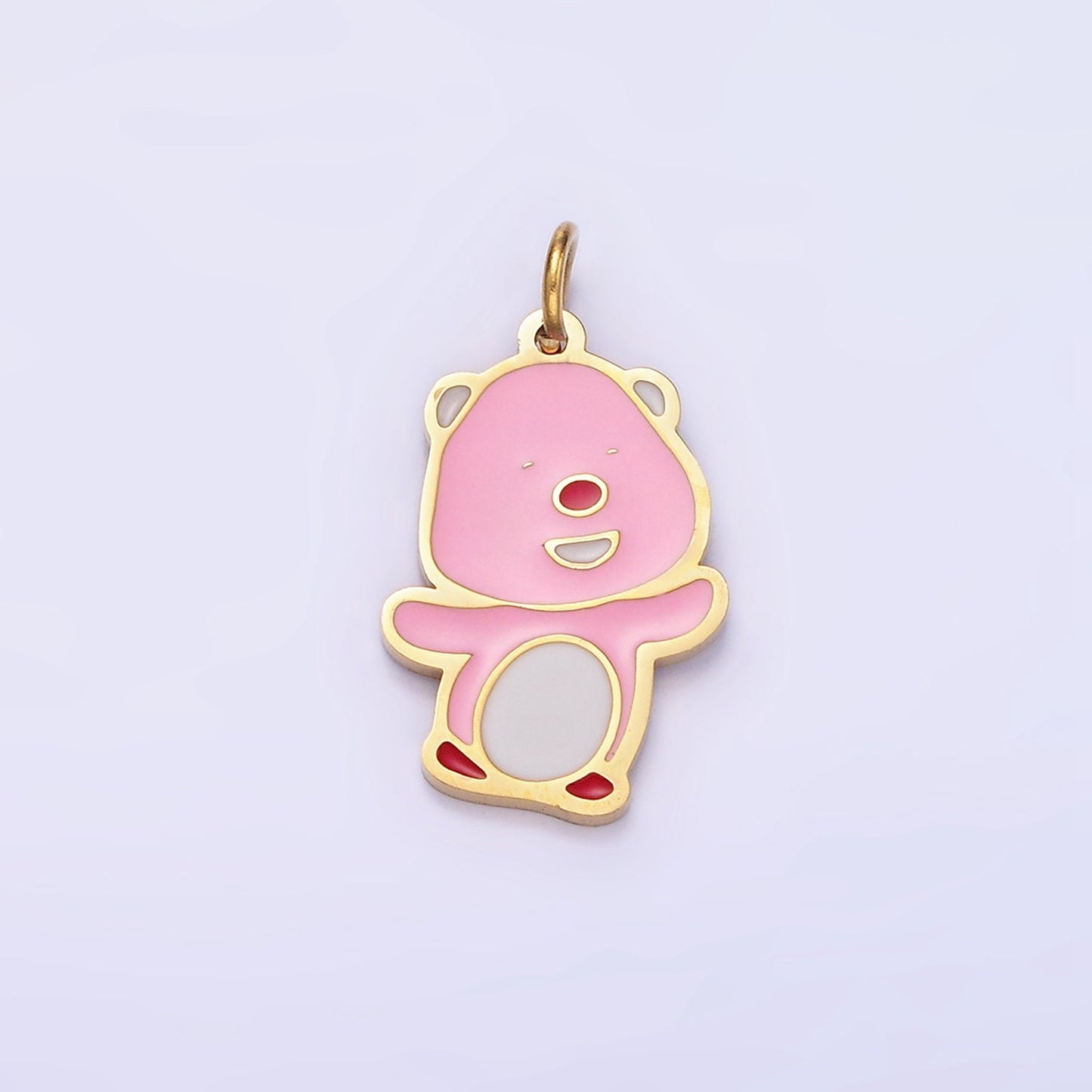 Stainless Steel Pink Laughing Beaver Shaped Animal Charm | P-991
