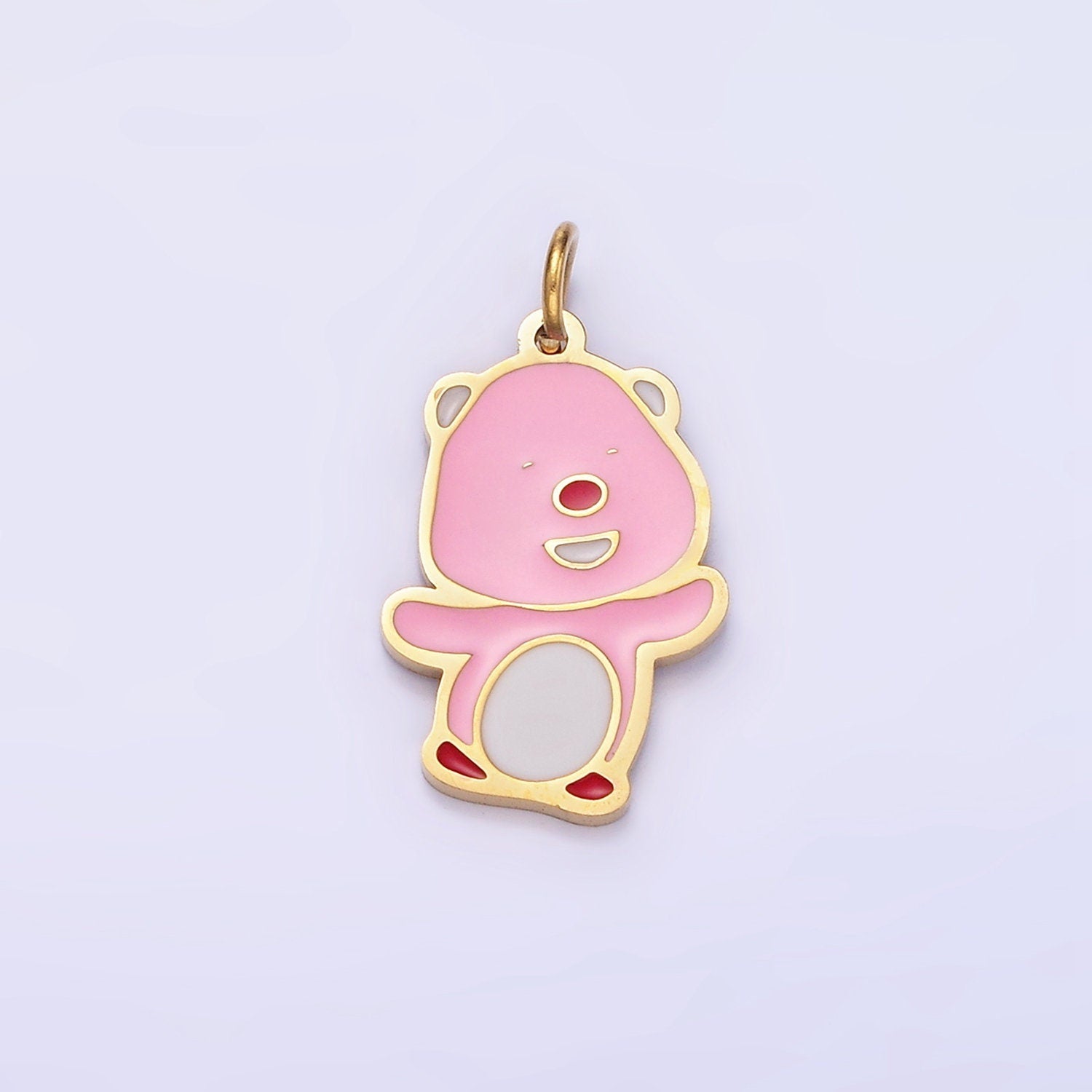 Stainless Steel Pink Laughing Beaver Shaped Animal Charm | P-991