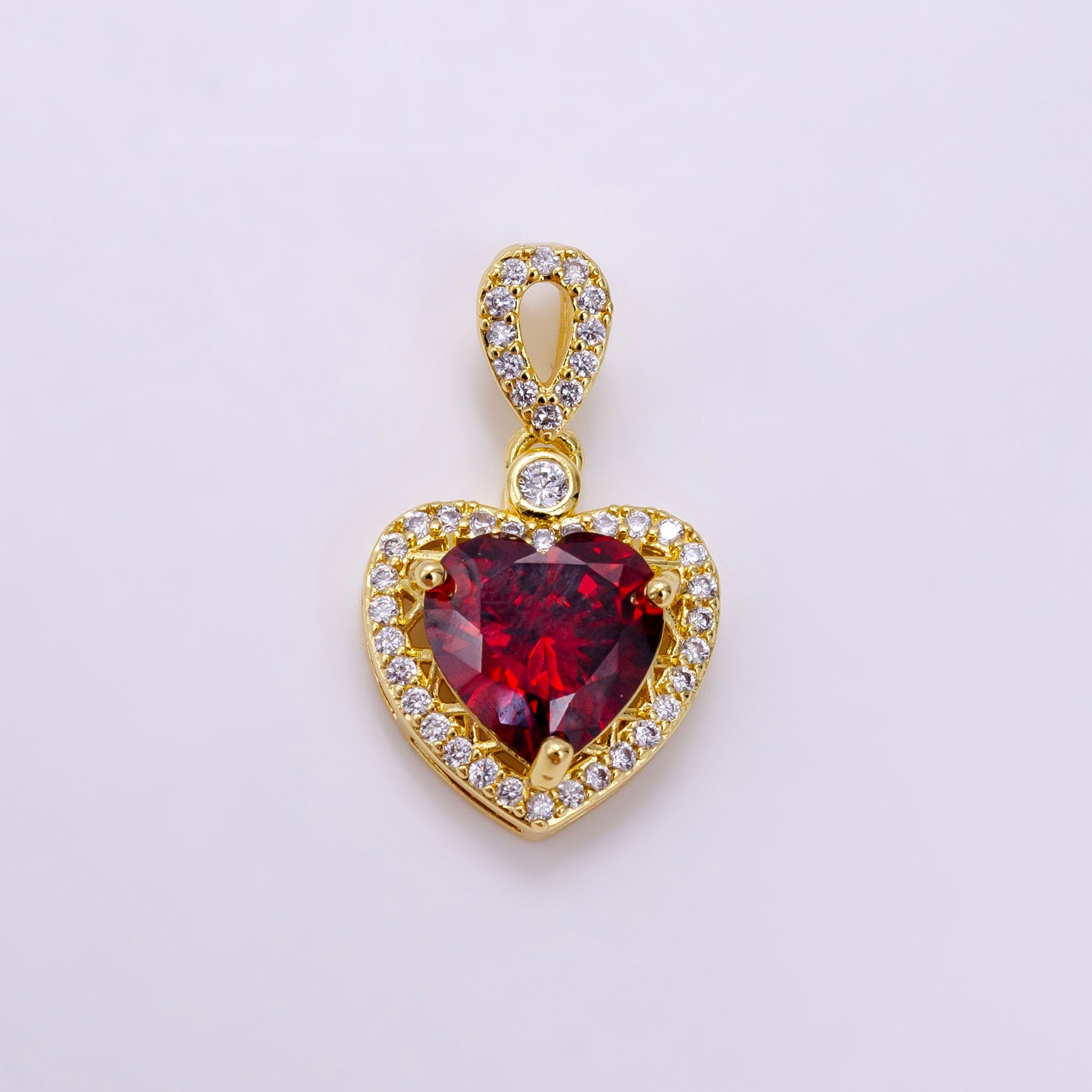 Dainty 14K Gold Filled Heart Charms Cubic Zirconia Black Pink Clear Purple CZ Pendant Wholesale BULK DIY Jewelry Findings AA1258