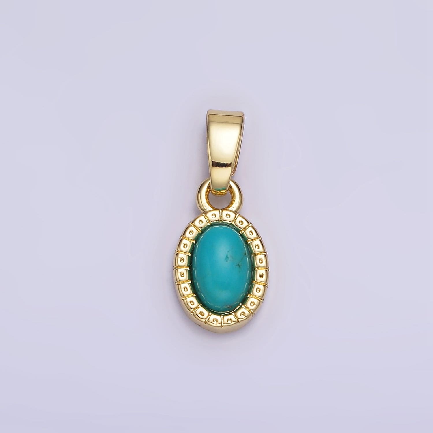 14K Gold Filled Carnelian, Turquoise Oval Gemstone Bezel Pendant | AH-160
