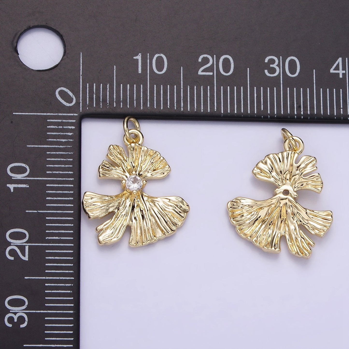 14K Gold Filled 20mm CZ Foil Abstract Charm | AG-740