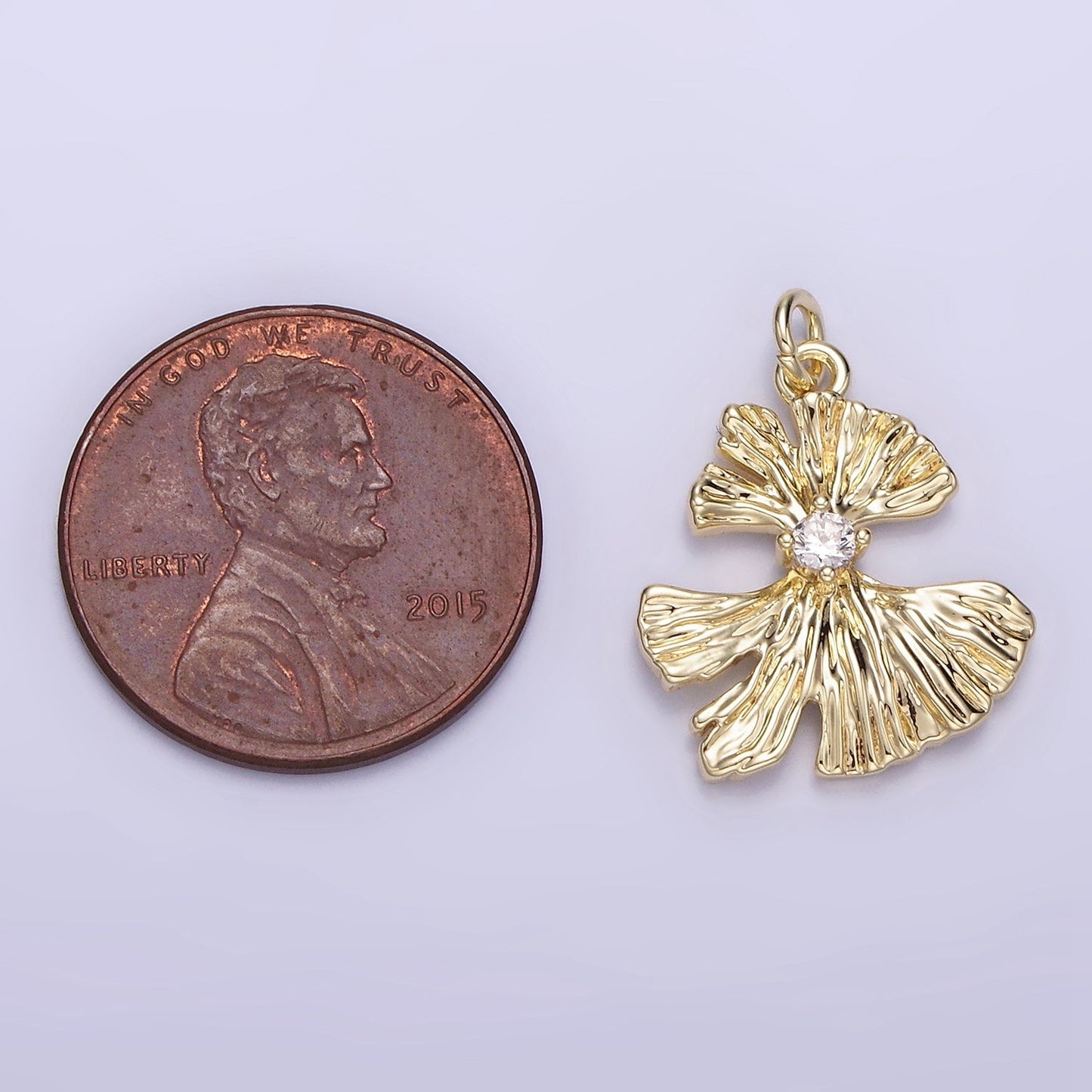14K Gold Filled 20mm CZ Foil Abstract Charm | AG-740