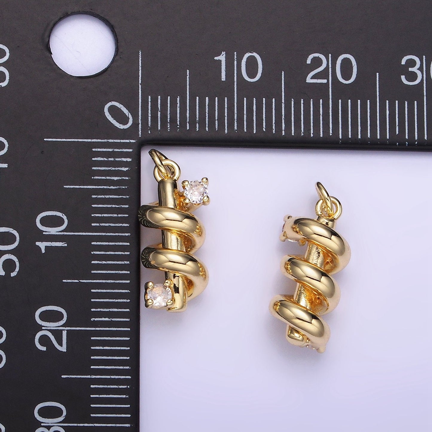 14K Gold Filled Double CZ Bar Band Twirl Charm | AG-737