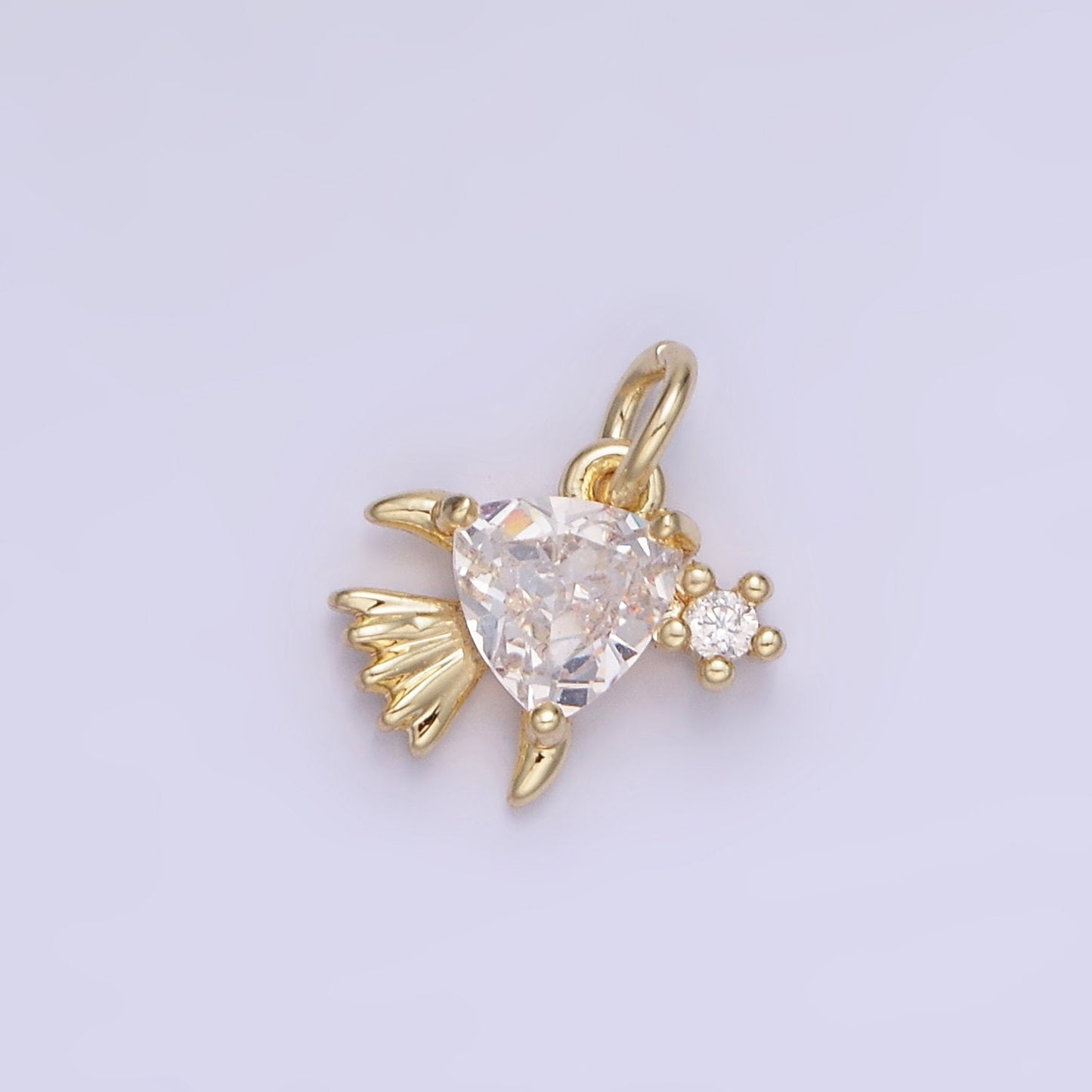 14K Gold Filled Clear CZ Fish Sea Animal Mini Charm | AG-741