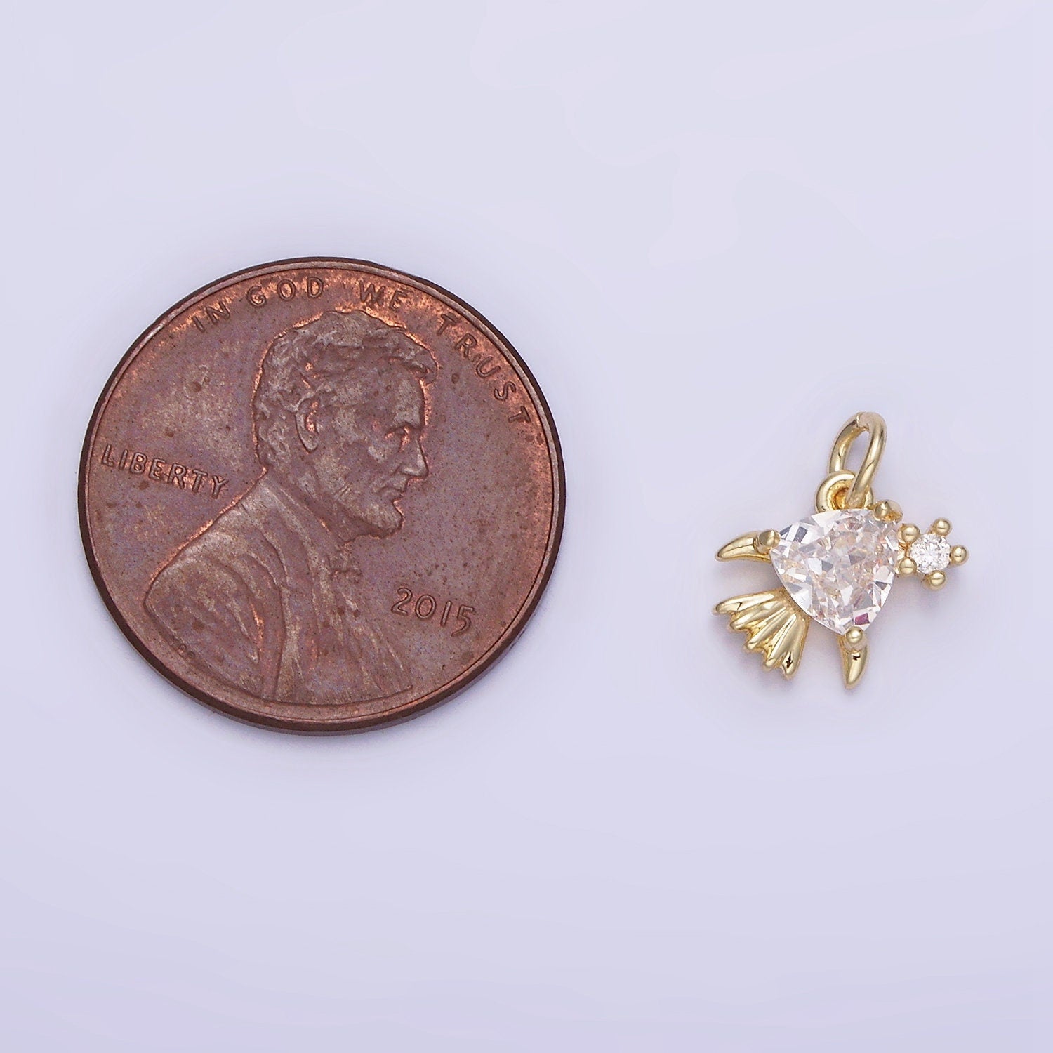 14K Gold Filled Clear CZ Fish Sea Animal Mini Charm | AG-741
