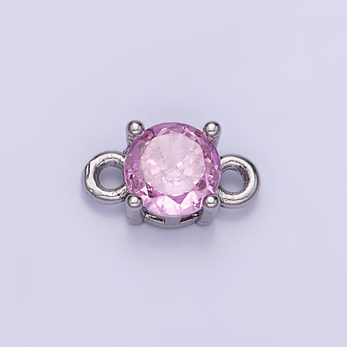 14K Gold Filled Round Birthstone CZ Solitaire Connector in Gold & Silver | G297 - G308