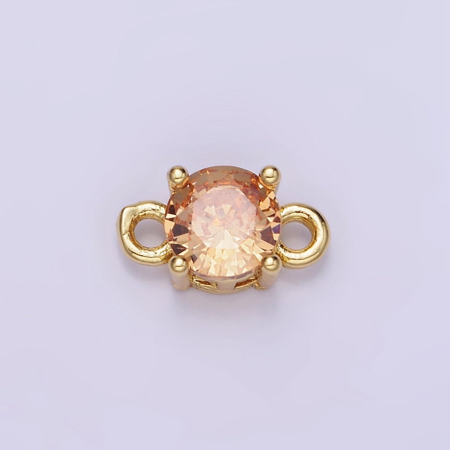 14K Gold Filled Round Birthstone CZ Solitaire Connector in Gold & Silver | G297 - G308
