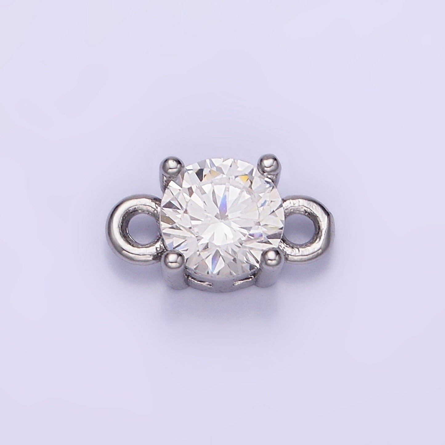 14K Gold Filled Round Birthstone CZ Solitaire Connector in Gold & Silver | G297 - G308