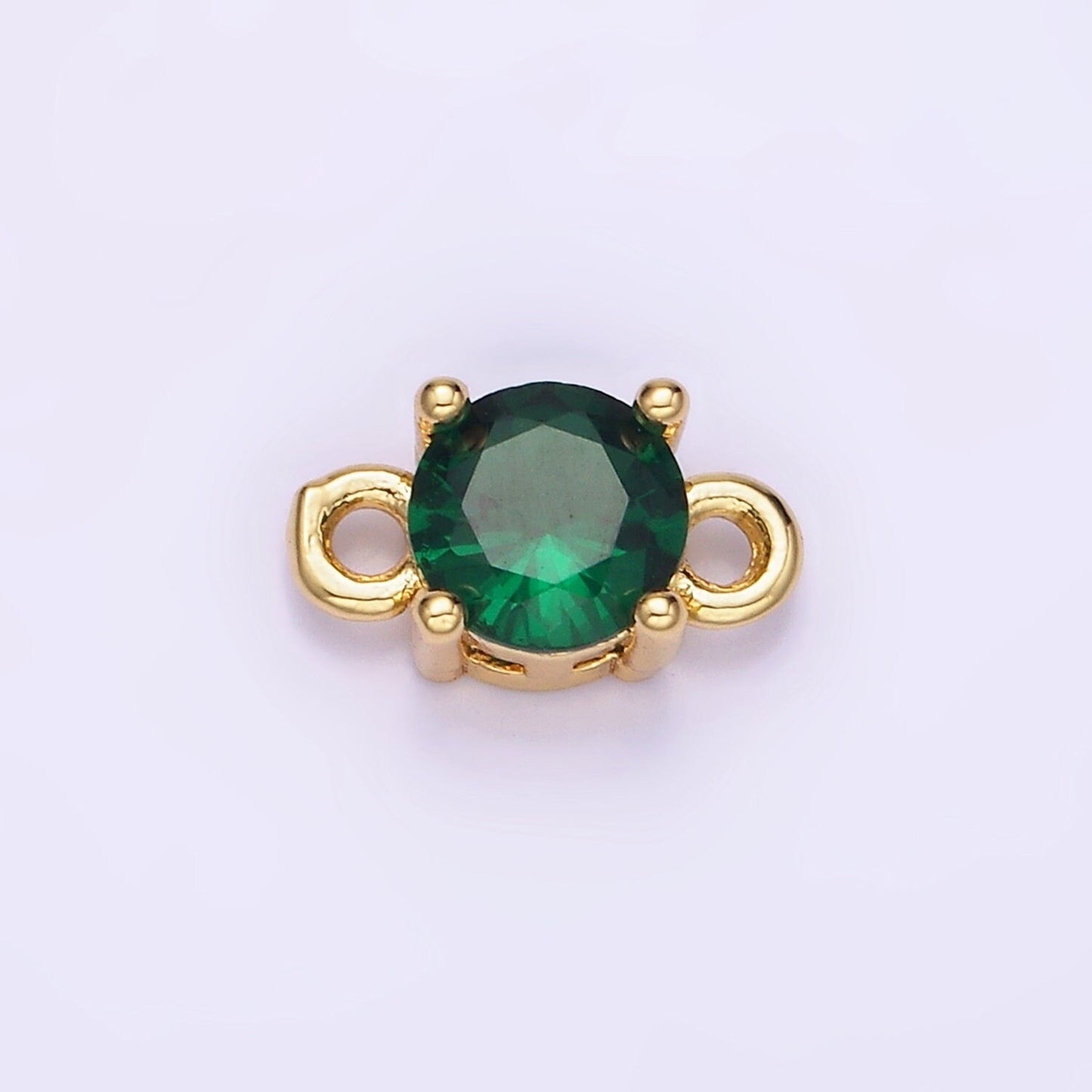 14K Gold Filled Round Birthstone CZ Solitaire Connector in Gold & Silver | G297 - G308