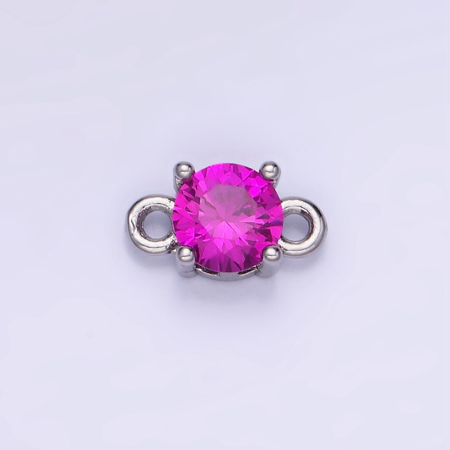 14K Gold Filled Round Birthstone CZ Solitaire Connector in Gold & Silver | G297 - G308