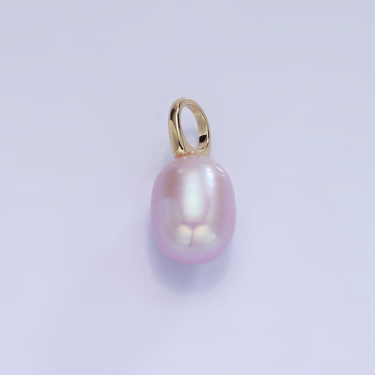 Gold Ringed Oval Purple Freshwater Pearl Drop | P-1736