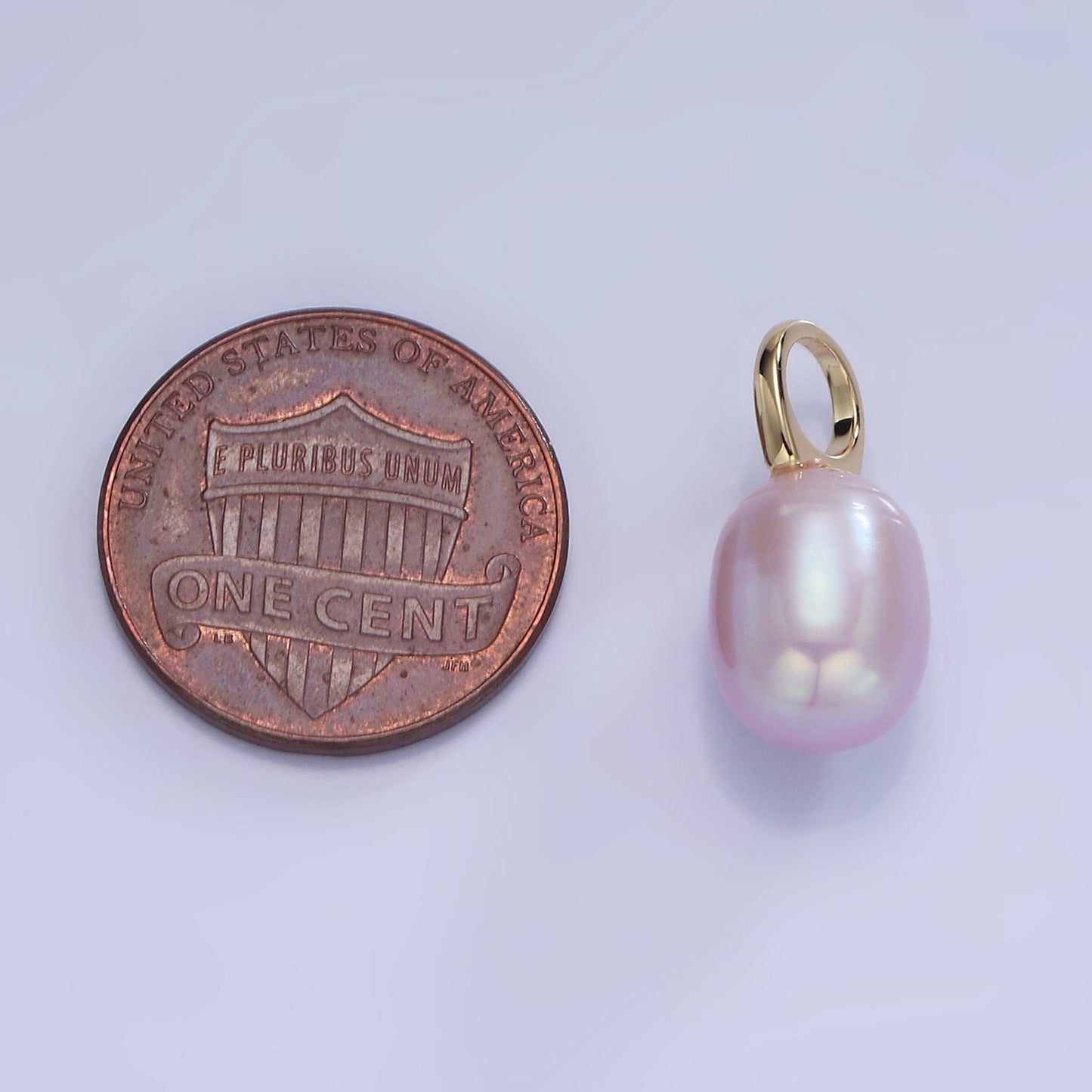 Gold Ringed Oval Purple Freshwater Pearl Drop | P-1736
