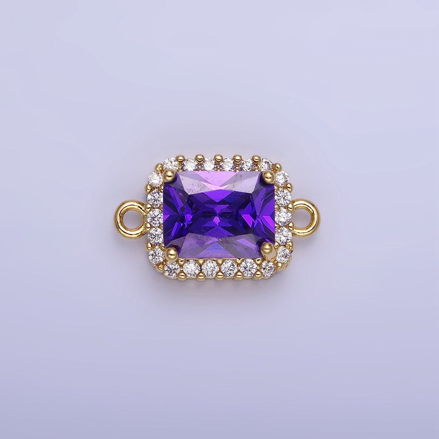 Dainty Colorful Rectangle CZ in Gold Filled Connector for Bracelet Necklace Earring Supply | G-364~G-369