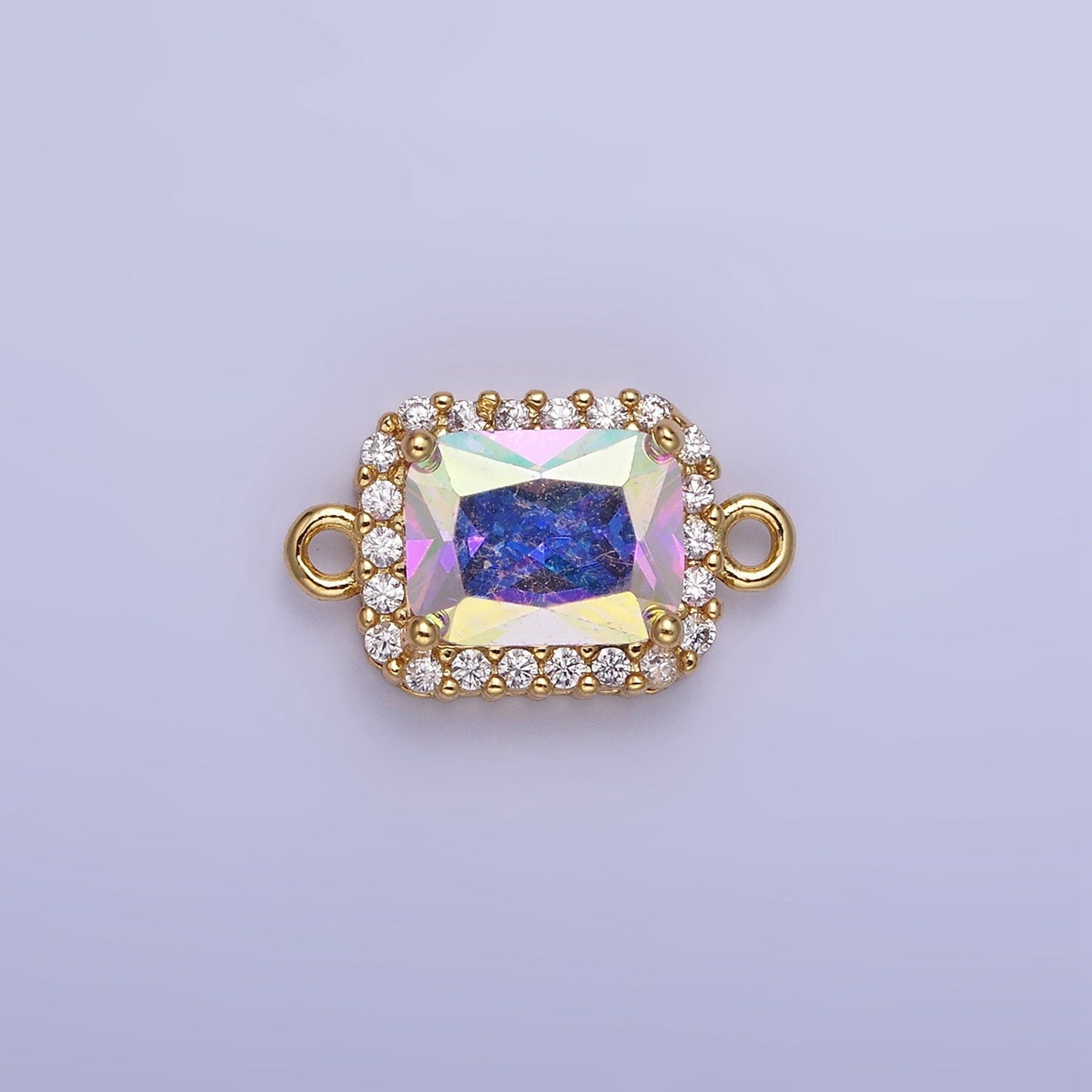 Dainty Colorful Rectangle CZ in Gold Filled Connector for Bracelet Necklace Earring Supply | G-364~G-369