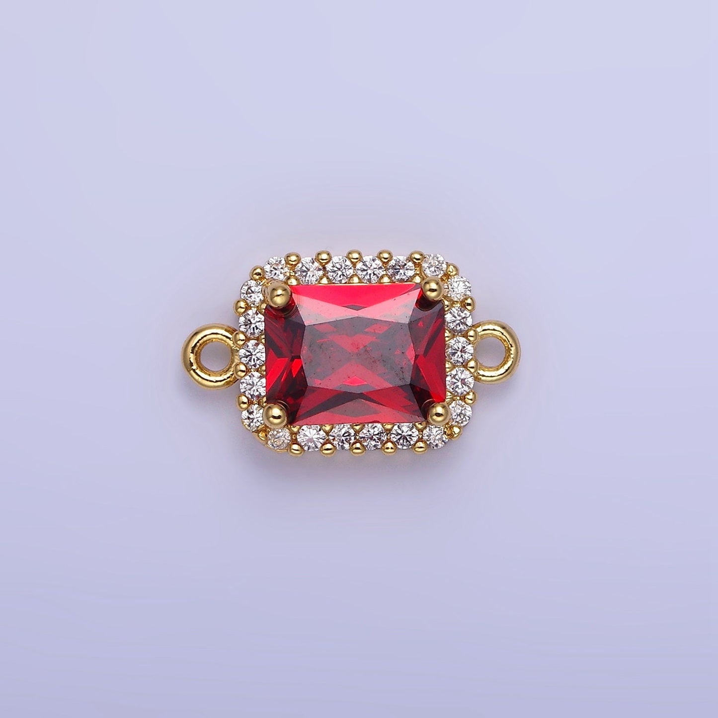 Dainty Colorful Rectangle CZ in Gold Filled Connector for Bracelet Necklace Earring Supply | G-364~G-369