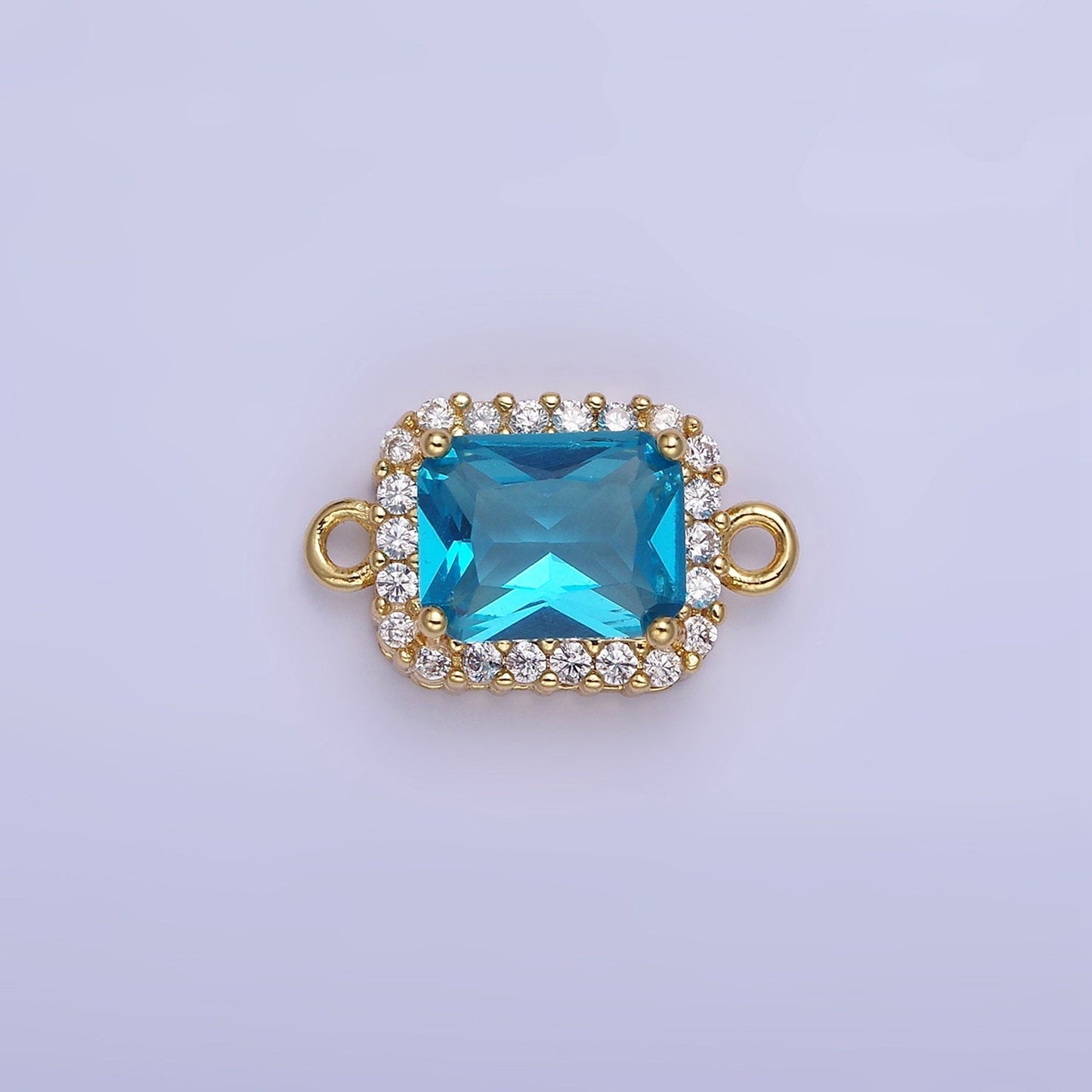 Dainty Colorful Rectangle CZ in Gold Filled Connector for Bracelet Necklace Earring Supply | G-364~G-369
