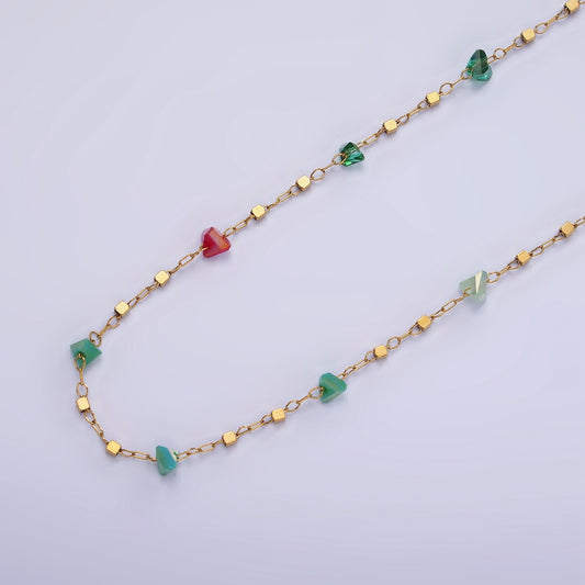 Multi Tourmaline Rosary Chain Gemstone Beaded Chain Diamond Shape for Jewelry making Chain in Gold Stainless Steel