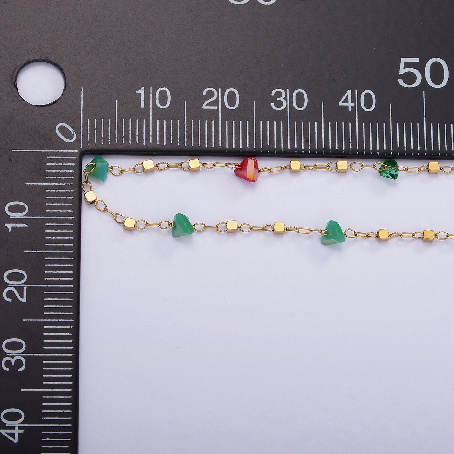 Multi Tourmaline Rosary Chain Gemstone Beaded Chain Diamond Shape for Jewelry making Chain in Gold Stainless Steel