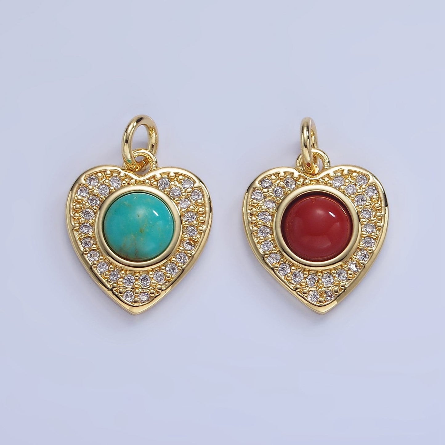 Mini Turquoise Round Bead charm Nickel Lead Free Dainty Heart charm Necklace supplies Jewelry makings W498