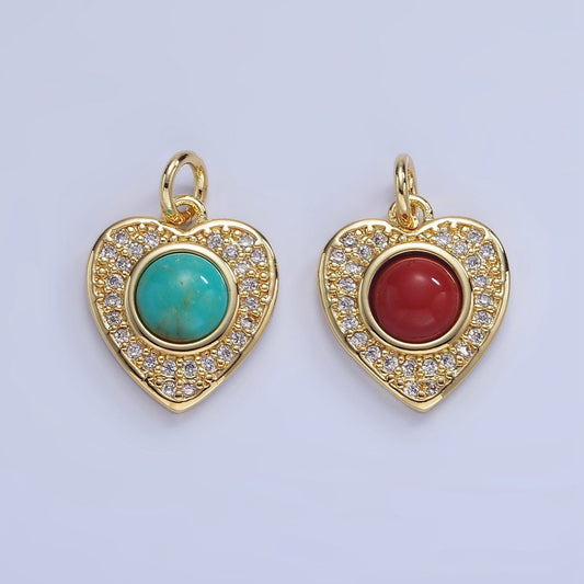 Mini Turquoise Round Bead charm Nickel Lead Free Dainty Heart charm Necklace supplies Jewelry makings W498