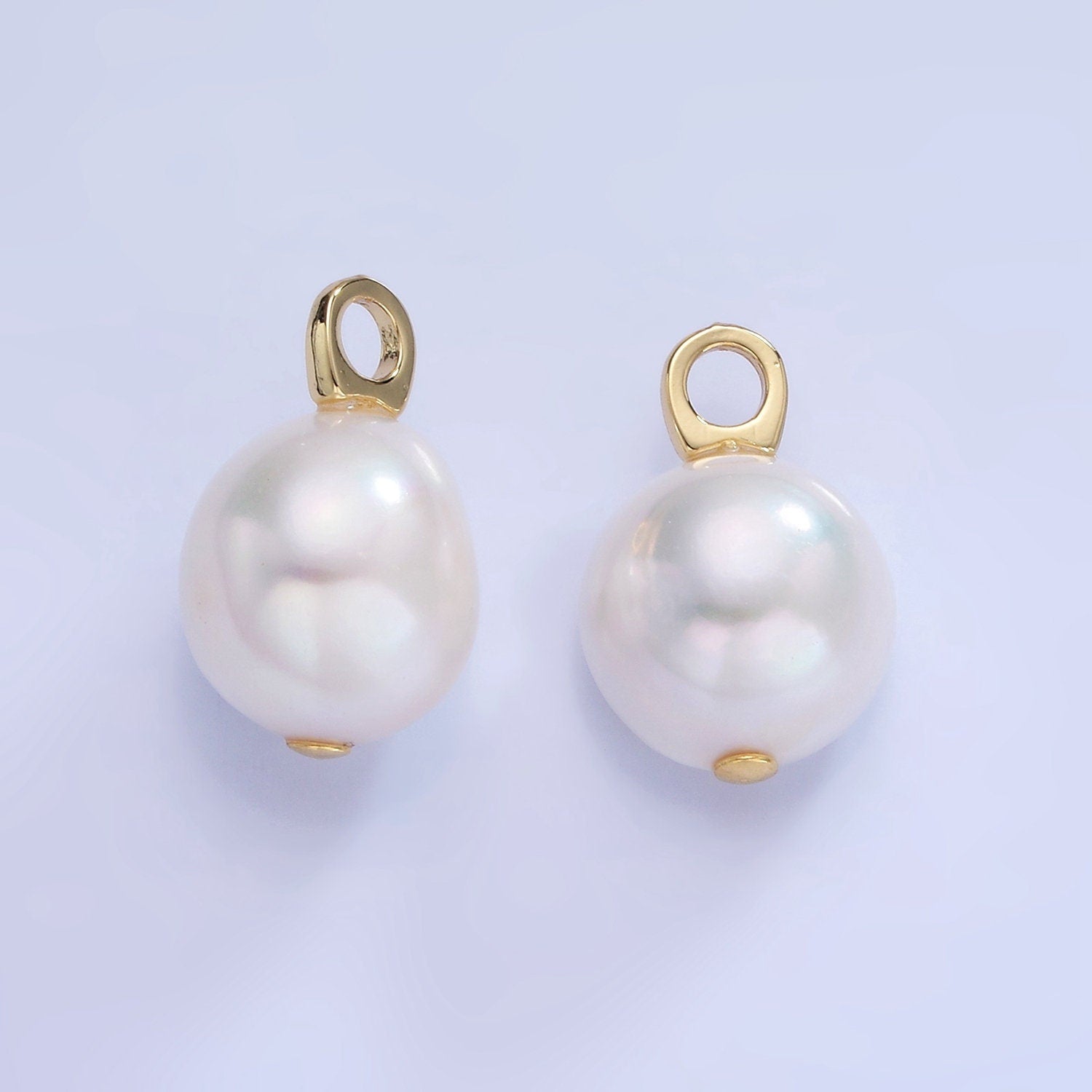 Gold Filled Natural Pearl Button Charm Pendant Approx 11mm Natural Freshwater Pearl for Bracelet Necklace Earring Component P-1715