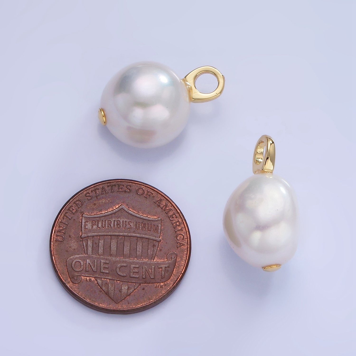 Gold Filled Natural Pearl Button Charm Pendant Approx 11mm Natural Freshwater Pearl for Bracelet Necklace Earring Component P-1715