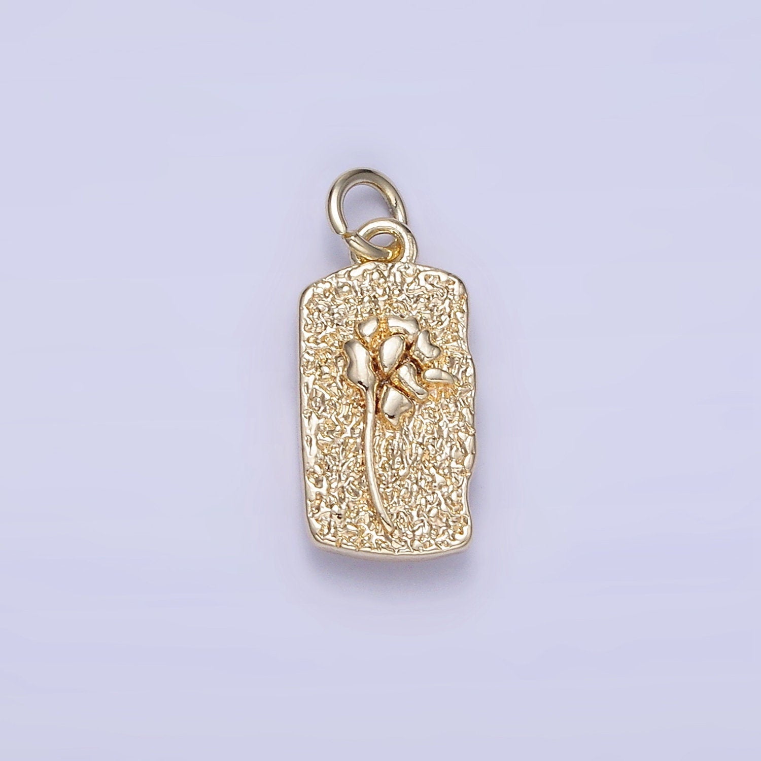 Two Sided Small Rectangle Flower Abstract Charm | W-658