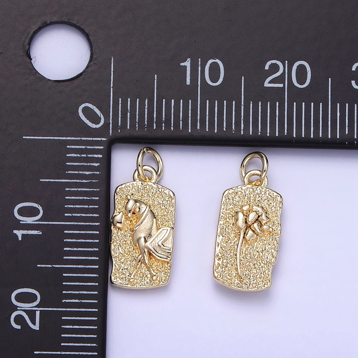 Two Sided Small Rectangle Flower Abstract Charm | W-658
