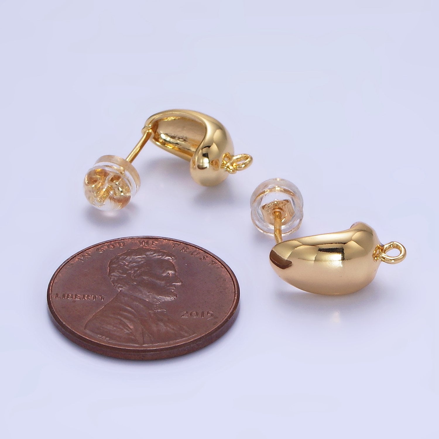 Bold Teardrop Stud Earrings Chunky Hoop Earrings with Small Loop for Charm in Gold Filled for Earring Supply Component for Jewelry Making
