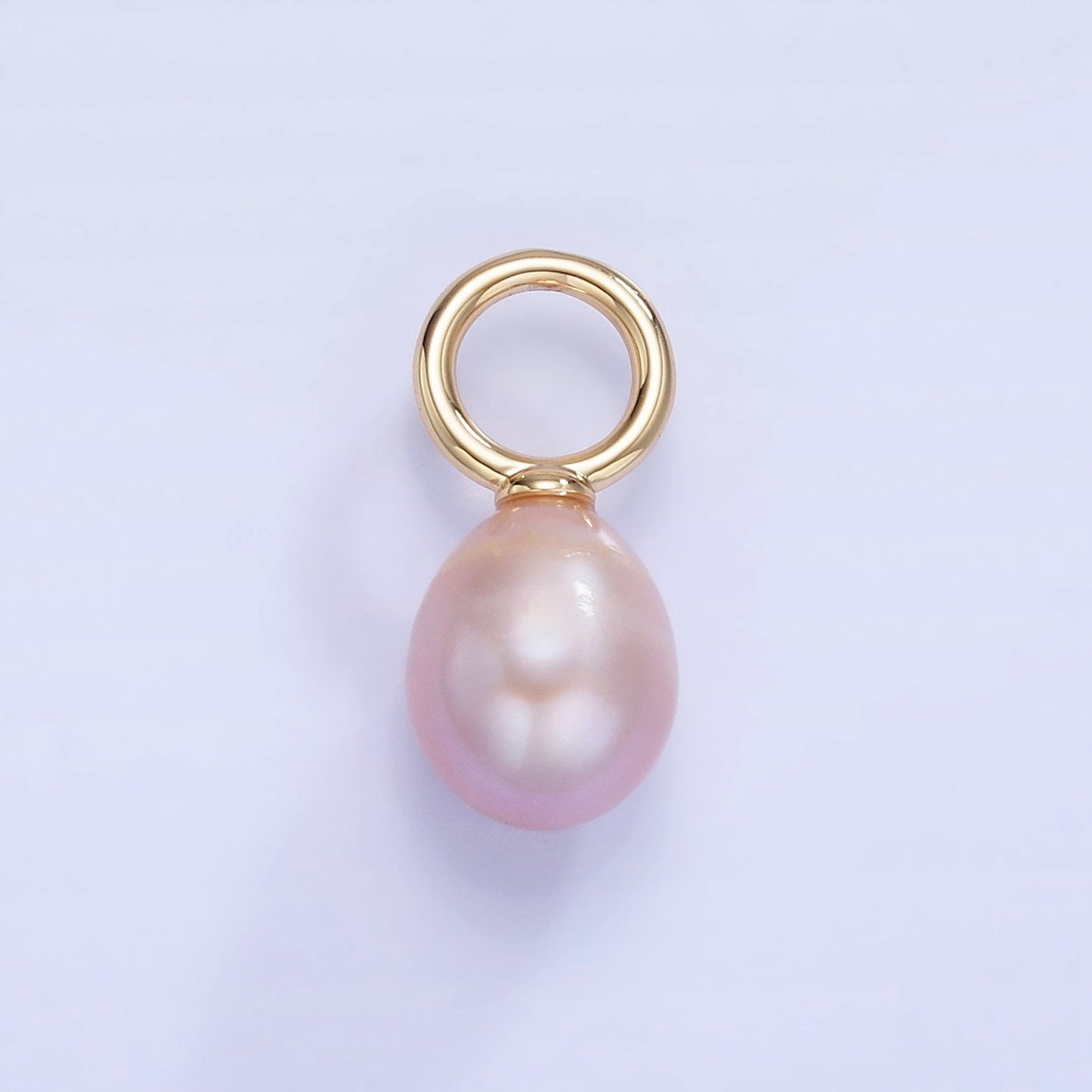 Beautiful Mauve Pink Purple Oval Pear Pearl Charm Teardrop Genuine Freshwater Mermaid Pearls Pendant with Big Hole for Charm P-1741