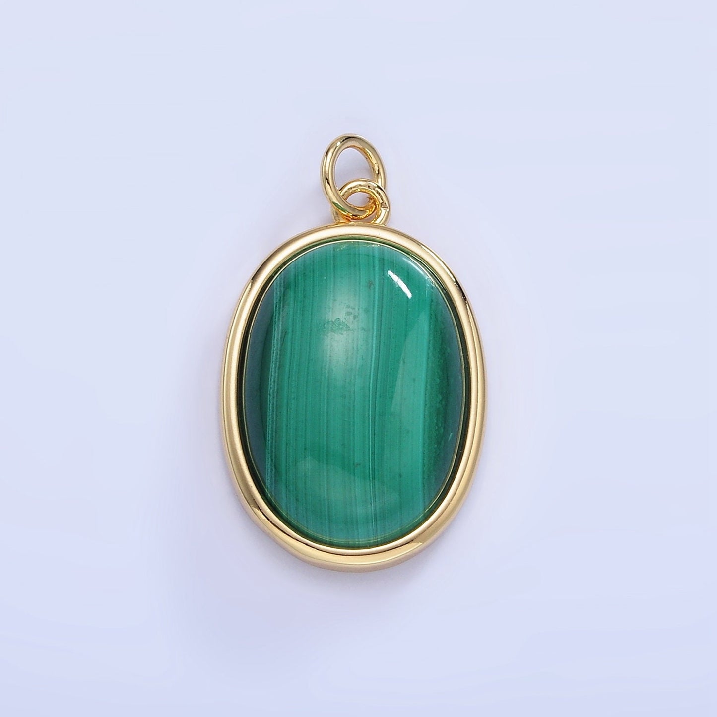 Malachite 14k gold Filled charm Green Gemstone Oval pendant Minimalist dainty lightweight charm May birthstone charm Personal Gift for her