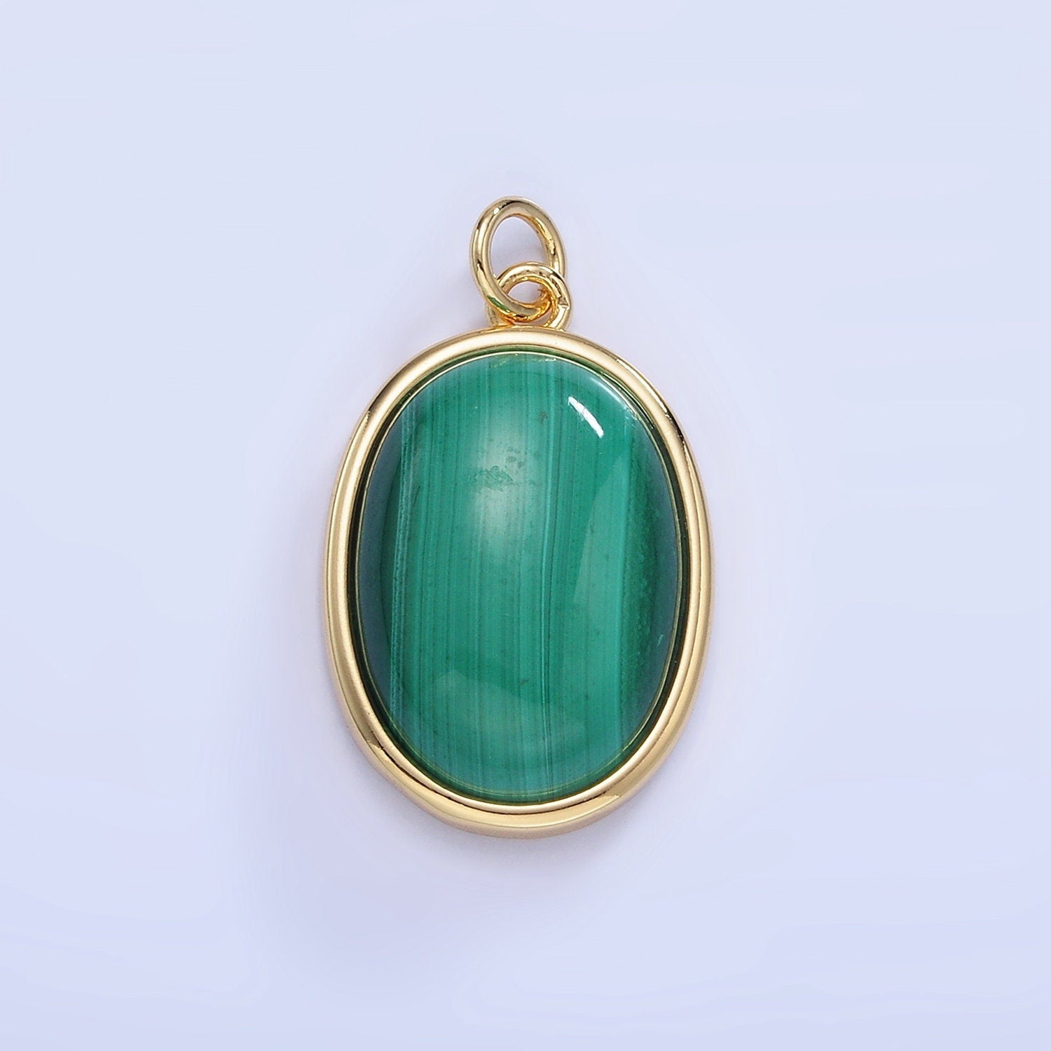 Malachite 14k gold Filled charm Green Gemstone Oval pendant Minimalist dainty lightweight charm May birthstone charm Personal Gift for her