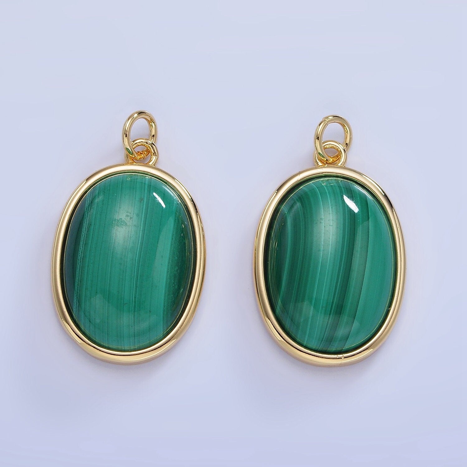 Malachite 14k gold Filled charm Green Gemstone Oval pendant Minimalist dainty lightweight charm May birthstone charm Personal Gift for her