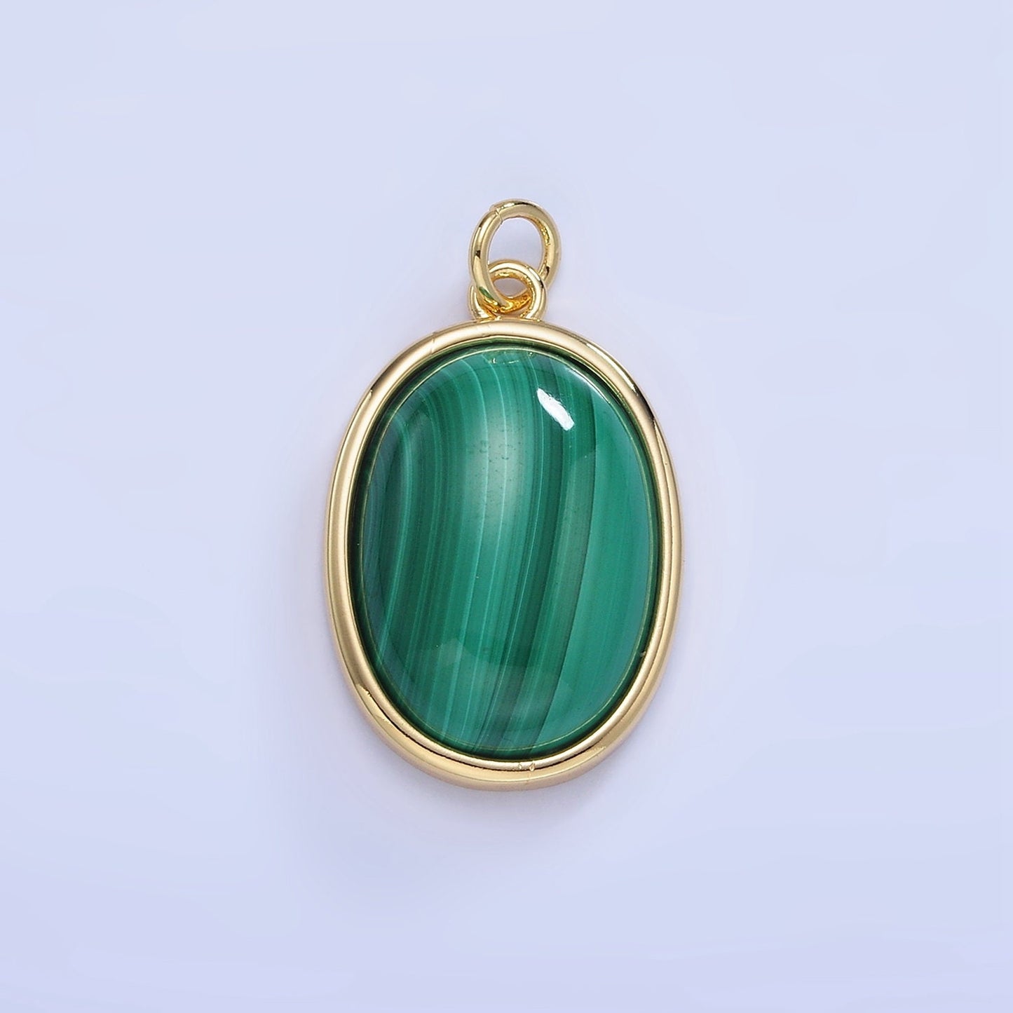 Malachite 14k gold Filled charm Green Gemstone Oval pendant Minimalist dainty lightweight charm May birthstone charm Personal Gift for her