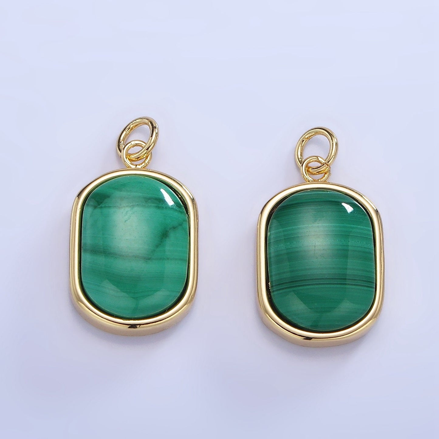 Dainty Oval Gemstone Charm Natural Malachite pendant Gemstone Tag Charms Pendants Jewelry 14K Gold Filled W665