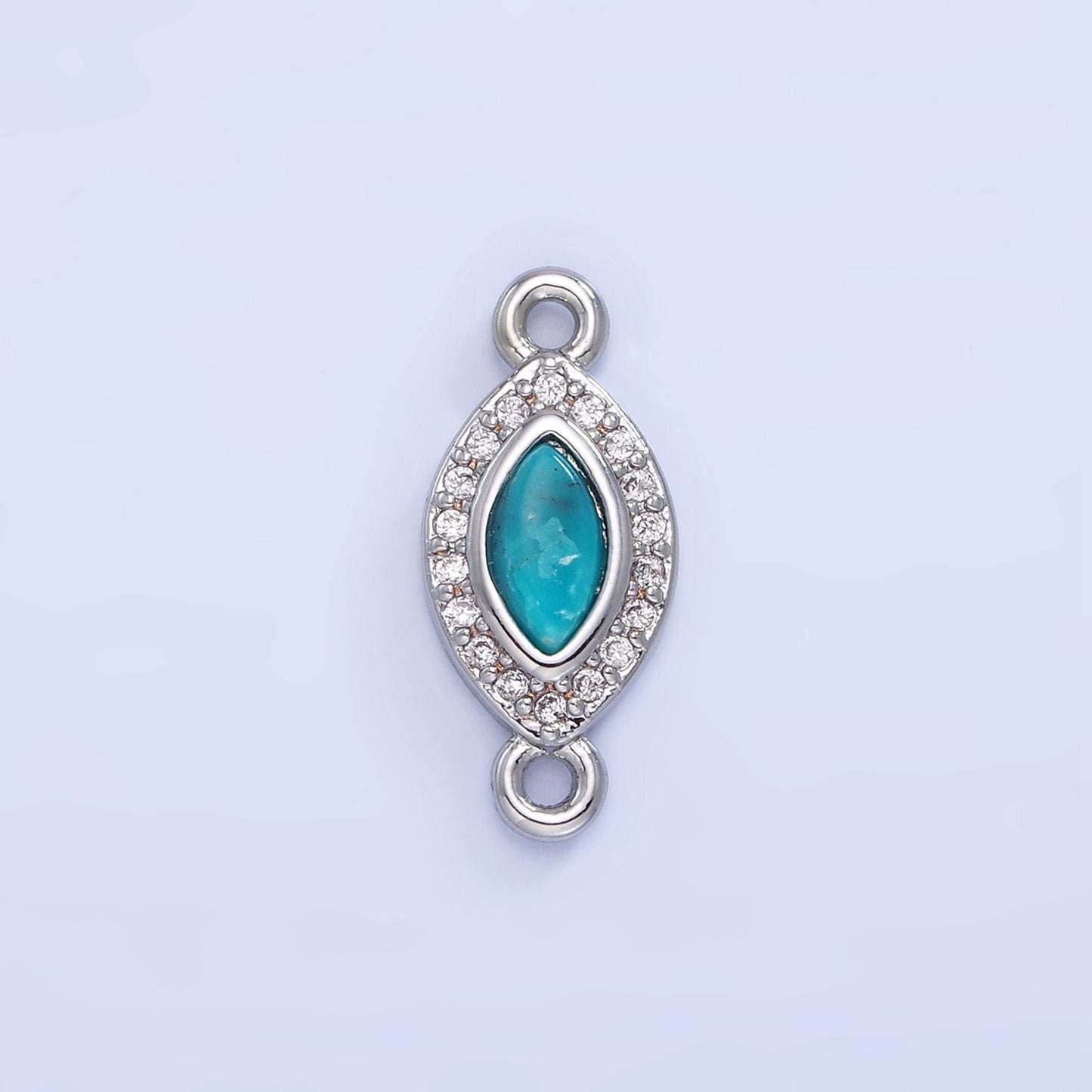 CZ Micro paved Gold Evil Eye Charm Connectors, Cubic Turquoise Beads Link Connector Bracelet, Necklace Connector Jewelry Craft Supply G336