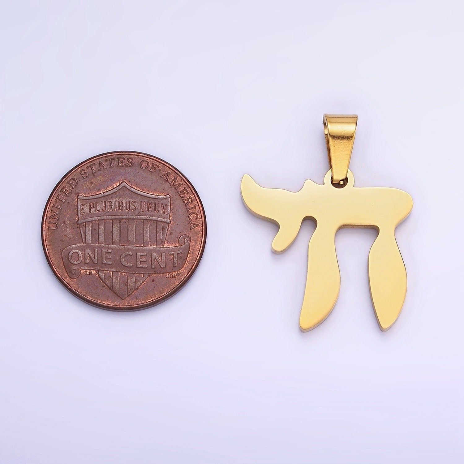 Stainless Steel "Chai" Hebrew Script Jewish Pendant in Gold & Silver | P-1419