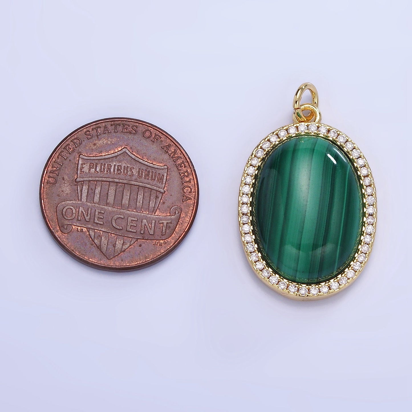 Dainty Oval Malachite Charm in 14k gold Filled CZ pendant Minimalist dainty lightweight charm May birthstone charm Personal Gift for her