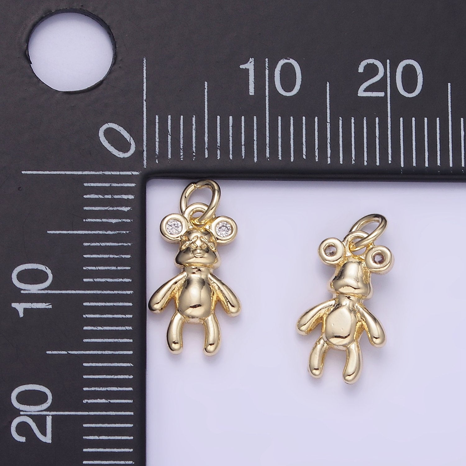 14K Gold Filled 15mm Bear Animal CZ Mini Charm | W-550