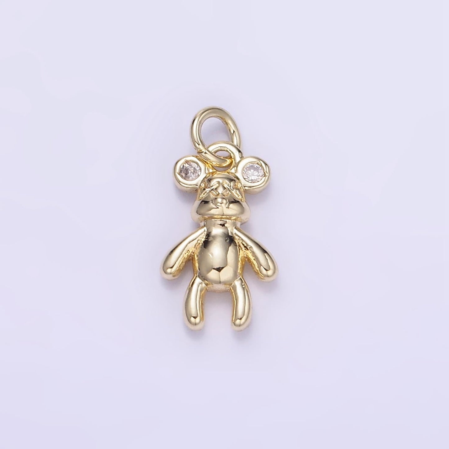 14K Gold Filled 15mm Bear Animal CZ Mini Charm | W-550