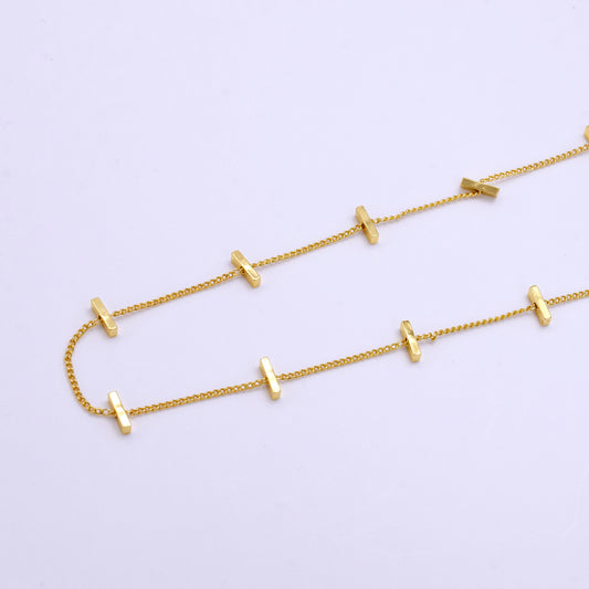 Dainty Gold Bar Curb Link Satellite Chain by Yard | ROLL-1495